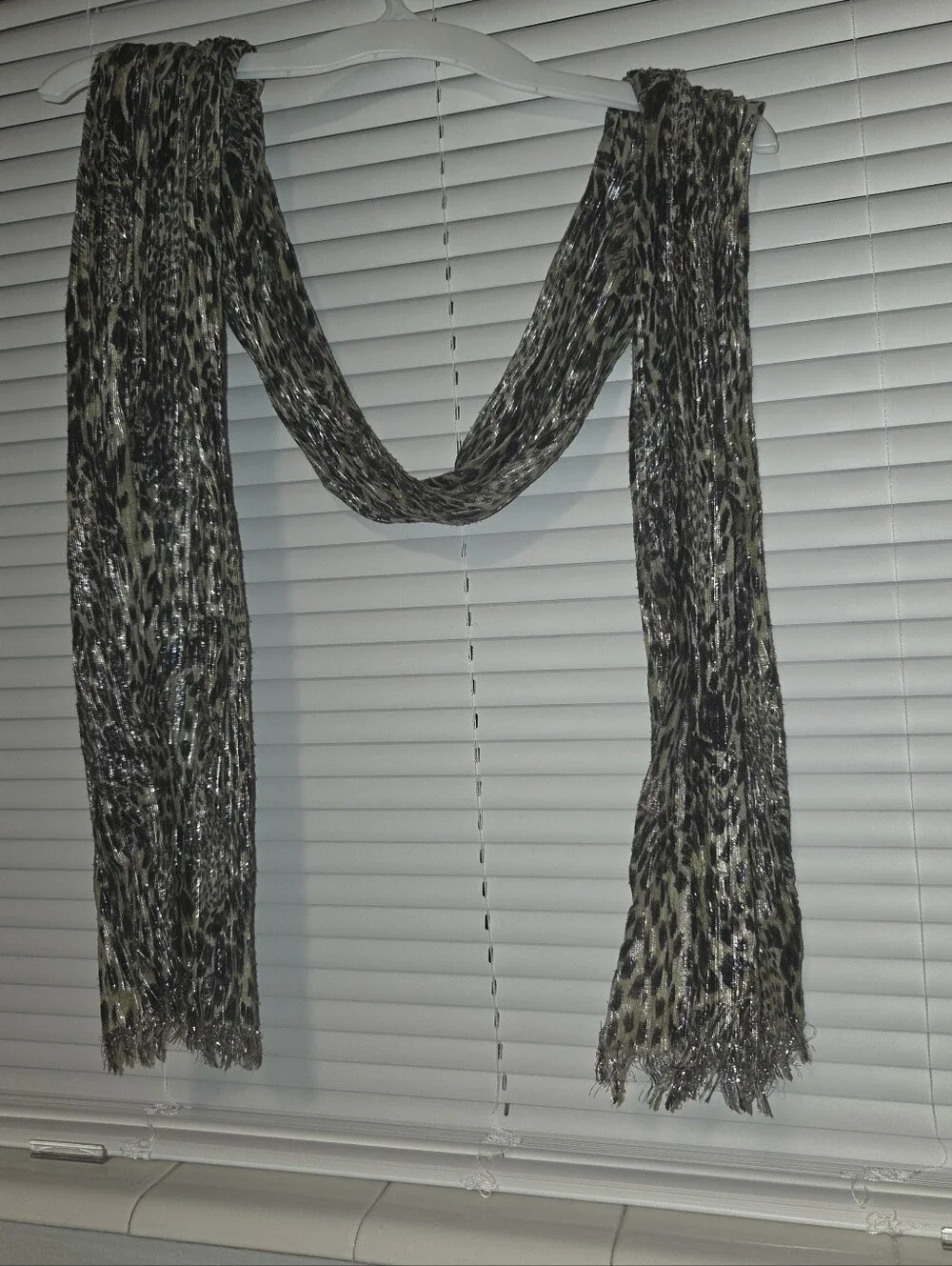 Lightweight Black and Cream Animal Print Scarf